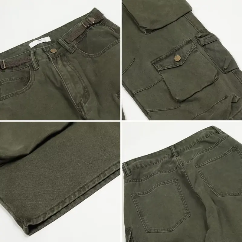 سراويل Y2K الجديدة لعام 2024 للنساء - سراويل عمل تكتيكية فضفاضة واسعة الساق، سراويل مستقيمة عالية الخصر غير رسمية ملابس الشارع الشهير