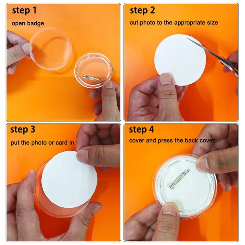 3 Inch Acrylic Button Pins Clear Plastic Button Badges Pin Craft Button with Pin Blank Pins Photo Buttons Pin, 25 Pack