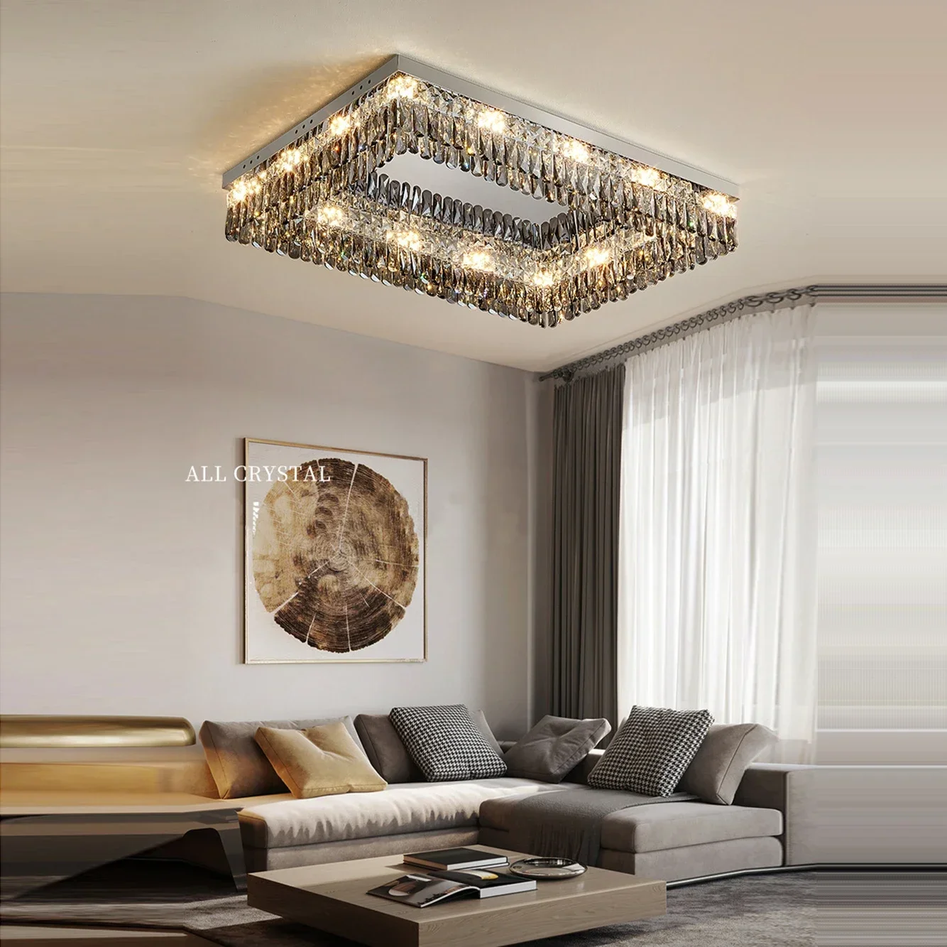 Imagem -04 - Lustre de Teto Real Moderno Luxo Led Lâmpadas Penduradas Cristal para Sala Estar Cromo Decoração Casa Luminária Interior