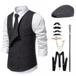 1920s Mens Costume Accessories Set, Gangster Costume Mens, Roaring 20s Costumes Men for Halloween