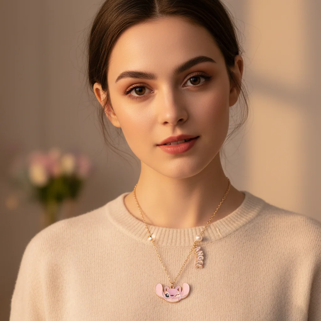 ابتسامة غرزة الملاك زوجين القلائد عشاق قلادة الأزياء والمجوهرات للنساء والرجال هدية عيد الحب #3