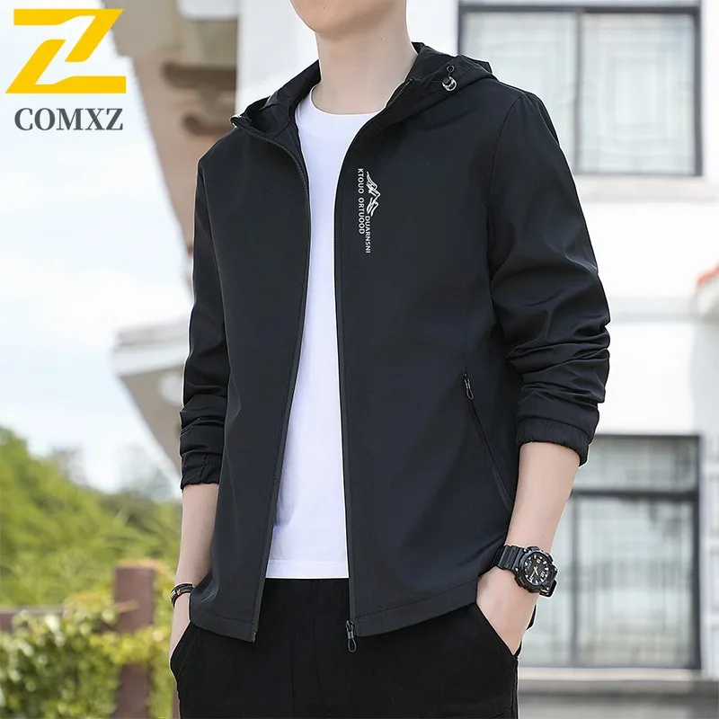

​Men Casual Hooded Jacket Mountain Style Outdoor Sports Spring Autumn Lightweight Breathable for Hiking Camping​ Windbreaker