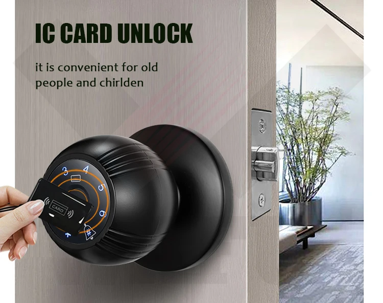 TUYA Smart Fingerprint WIFi Door knob Lock With multi Unlock by passowrd or IC card or Free TUYA APP Remotely