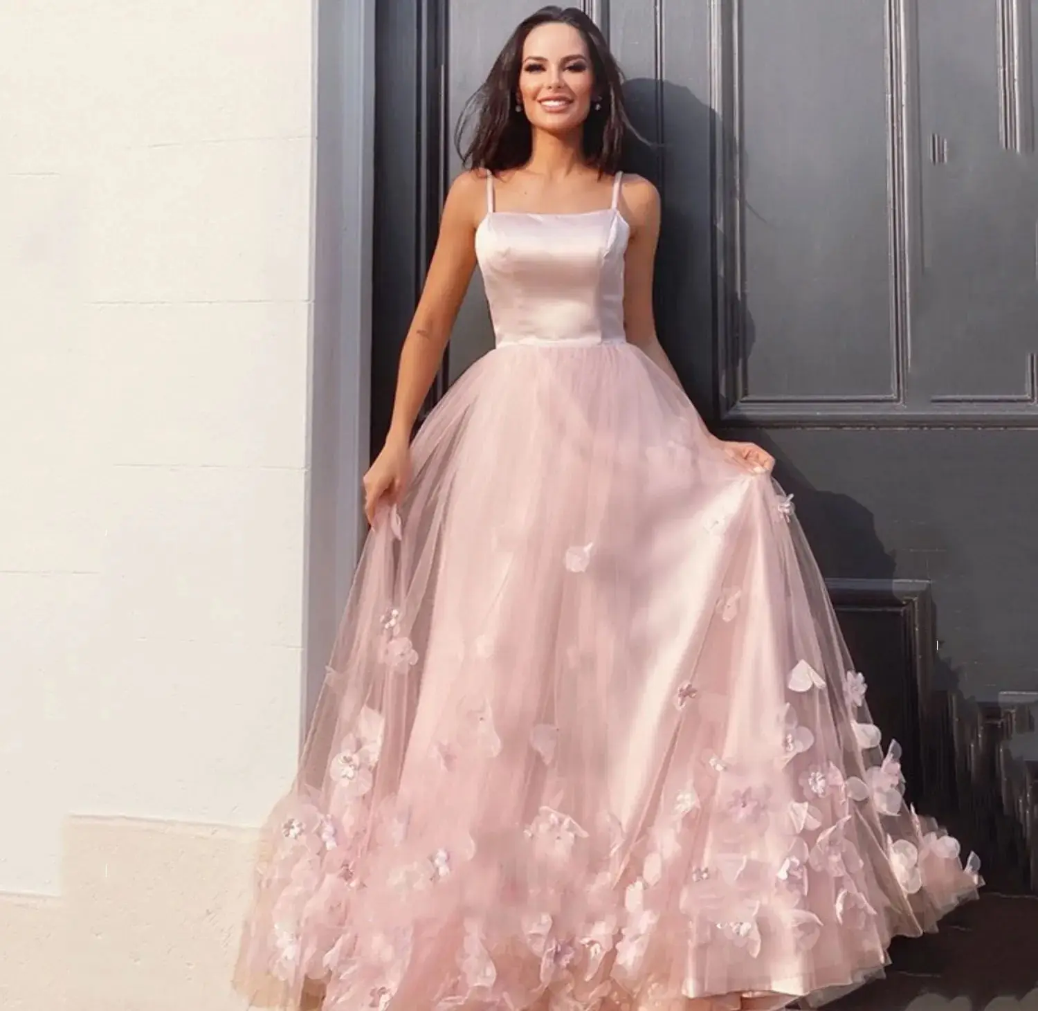 Aileen 3D Flowers Ball Gowns Long Wedding Party Dress Women Elegant Luxury Evening Dresses 2025 Pink Graduation Gown Customized