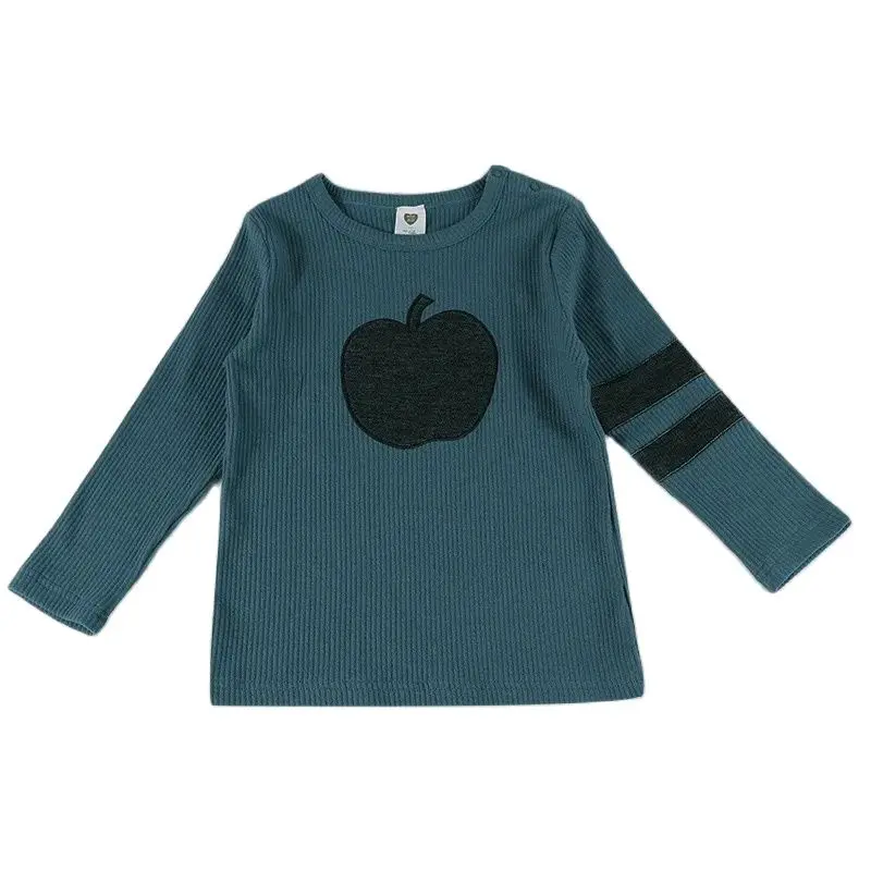 Boys shirt kids long sleeves clothing children t-shirt cotton black denim apple winter boy round neck new fall autumn family set