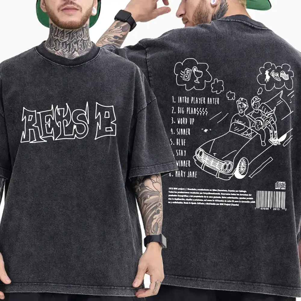 مغني الراب RELS B نحيل Flakk ألبوم نجمة جديدة ميرش خمر غسلها تي شيرت الرجال النساء الهيب هوب تي شيرت عادية قصيرة الأكمام تي شيرت