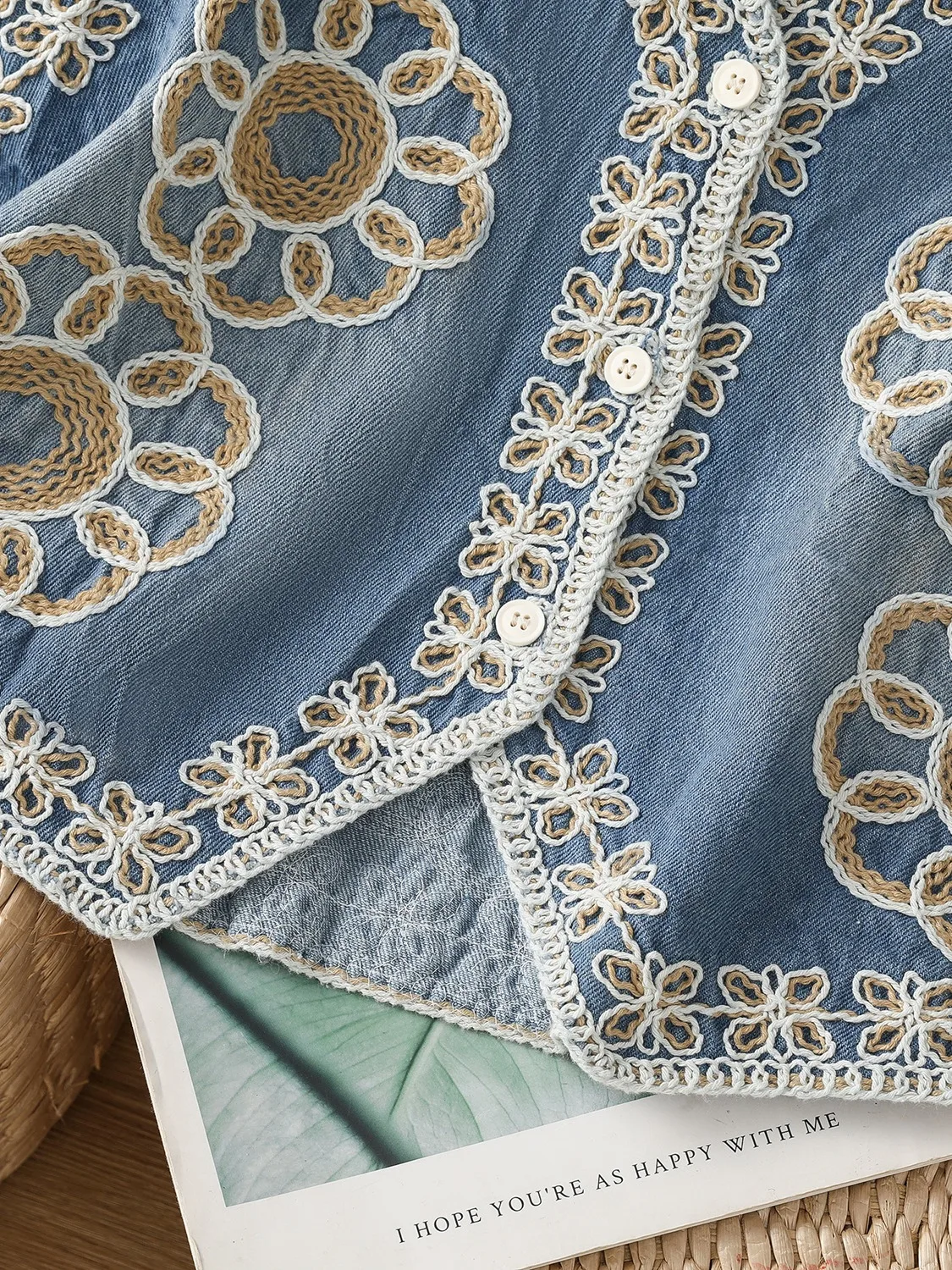 

Heavy Embroidery Hook Flower Loose Fit Svel Denim Vest Women's Summer Autumn Versatile Outerwear Faion Sle