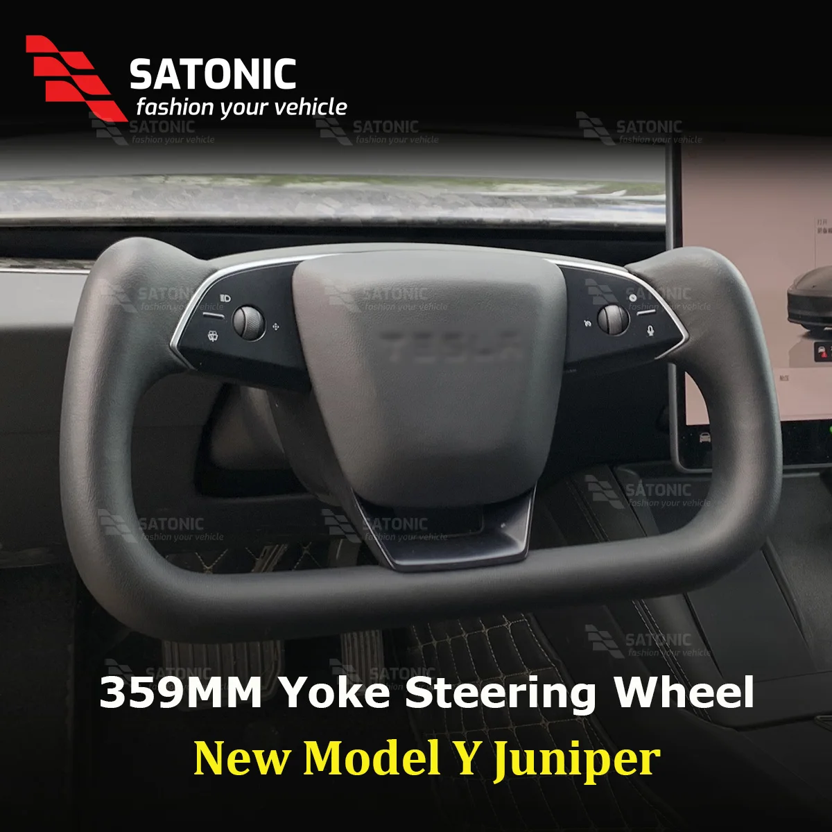 

Шлюмовое рулевое колесо SATONIC V4.0 для Tesla Model Y Juniper 2026, стиль Model S, с подогревом, кожа Premium Nappa