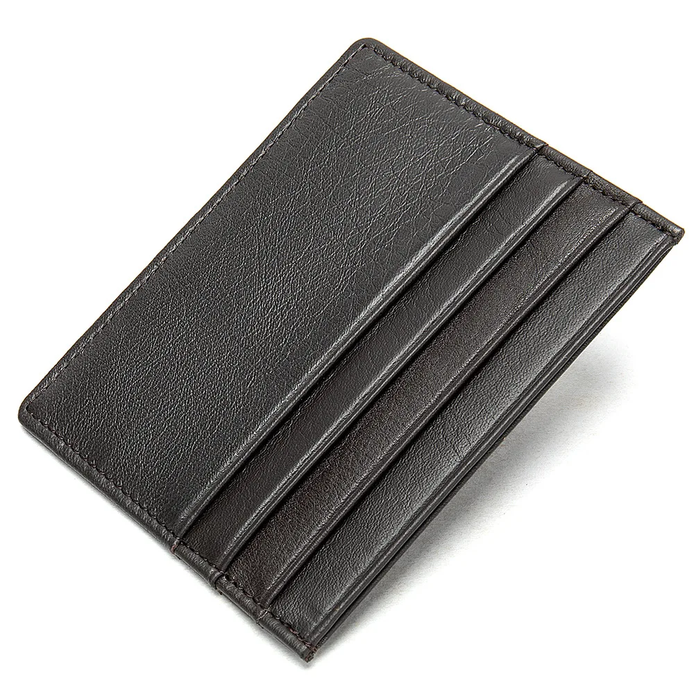 

Genuine Cow Leather ID Card Holder Business Credit Card Wallet With 7 Card Slots Slim Card Case