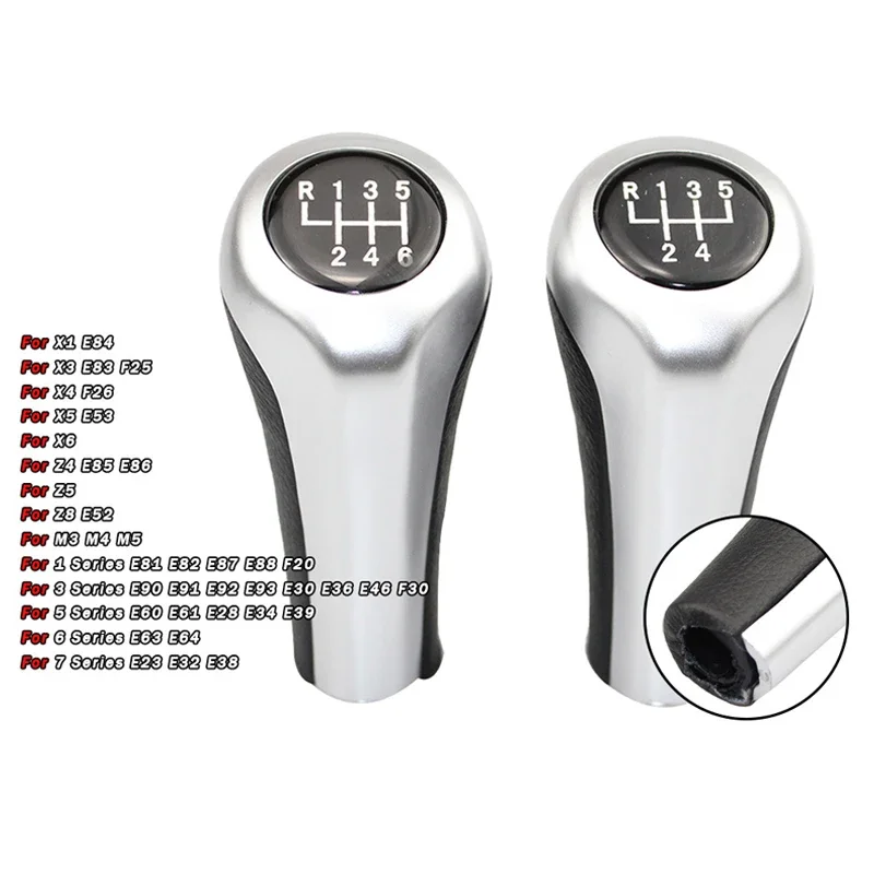 

5/6 Speed Matte Silver Gear Shift Knob for BMW E83 E84 E90 E63 E86 X6 Z5-Car Transmission Shifter Ball, Durable Auto Accessories