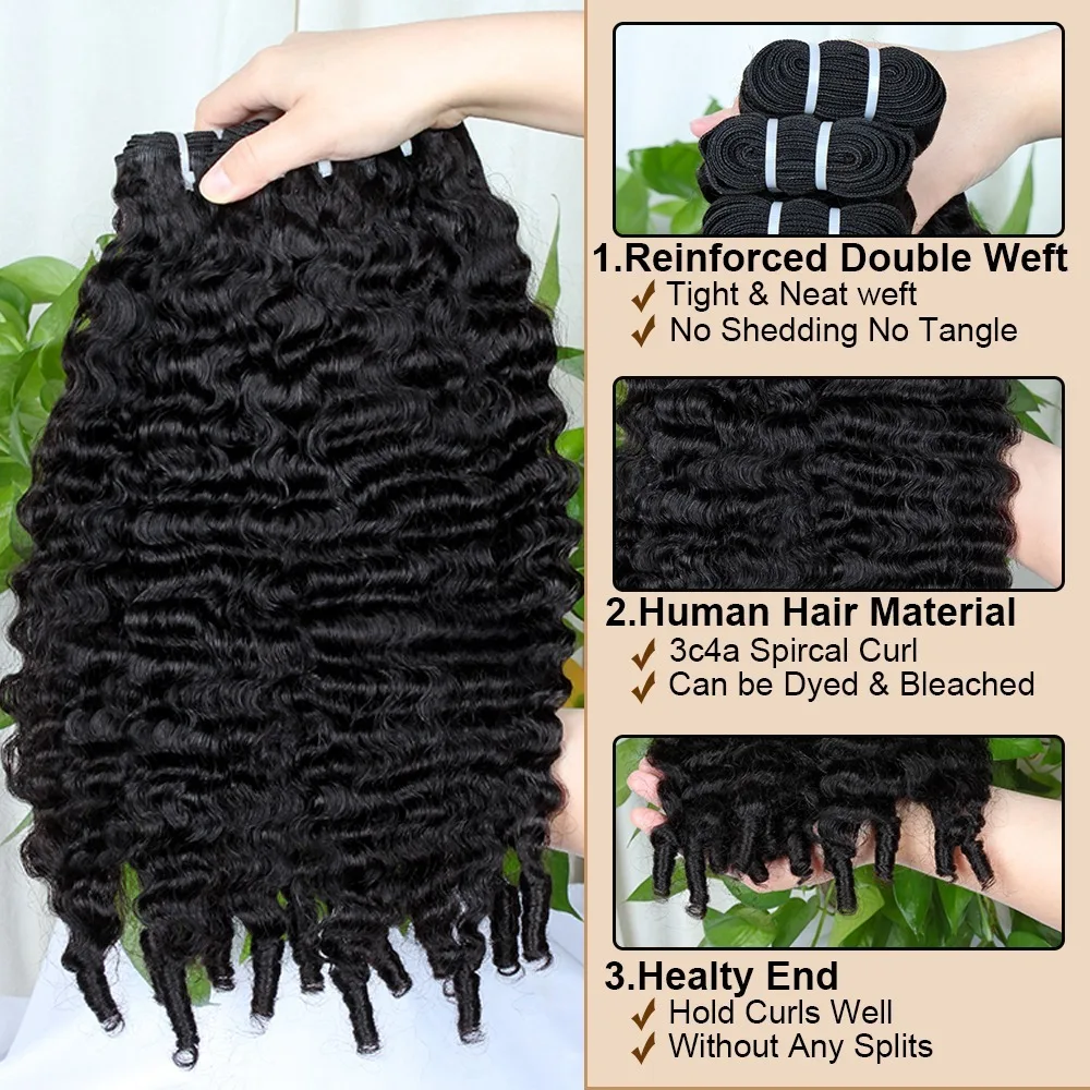 30 Inch Burmese Curly Bundles Human Hair Sew Brazilian Virgin Remy Hair Extensions 3/4 Bundles Raw Hair Bundles Double Weft