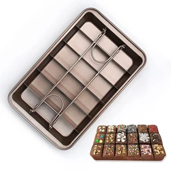 Carbon Steel Brownie Pan with Dividers, Nonstick Baking Loaf Mold, 18 Pre-Cut Square Mould for Brownie Bite, Cake, Dessert