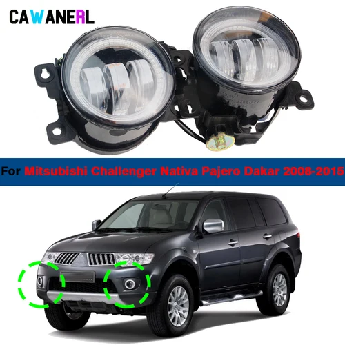 Luz LED antiniebla de ojo de Ángel para coche, lámpara de circulación diurna DRL de 12V, 2X30W, H11, para Mitsubishi Challenger, Nativa, Pajero, Dakar, 2008-2015