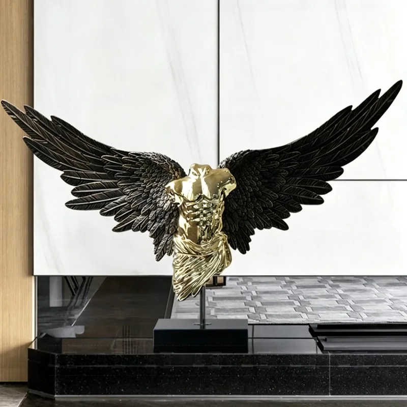 Art Home sculpture Living Room TV Stand Luxury Angel Sculptures Electroplated Retro Metal Crafts Modern Home Decoration Decor