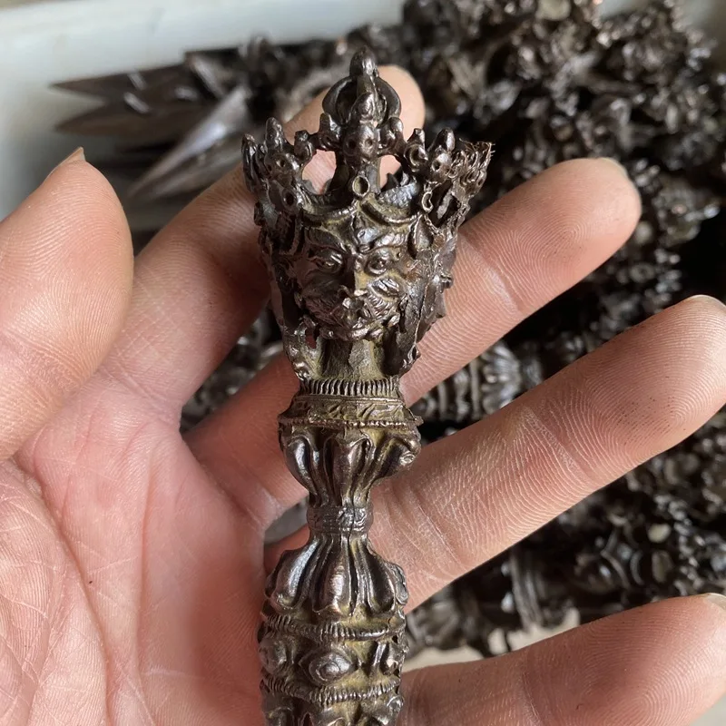19cm Exquisito Budista Tibetano Hayagriva Buddhism Three Sides Vajra Pestle Crafts