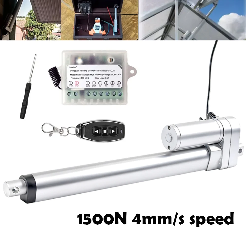 1500N 150kg Linear Actuator With Remote Control 4mm/s Speed Linear Actuator For Window Door Opener 100mm 150mm 200mm Stroke