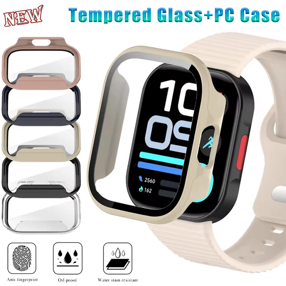 Tempered Glass+PC Case for Redmi Watch 6 Active 6 Lite Anti-fall Full Covering Bumper Protector Shell Redmi Watch 6 Lite Cover