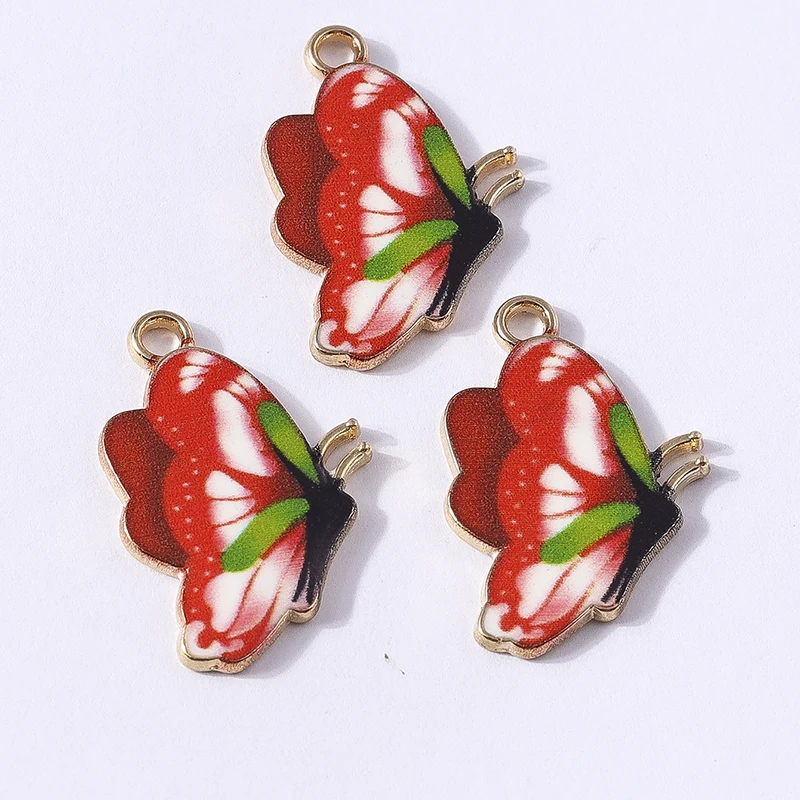 10 Stück 16x34mm Niedliche Bunte Emaille Fliegende Schmetterling-Anhänger für Schmuckherstellung, Halsketten, Ohrringe, DIY-Bastelzubehör – Detail 3