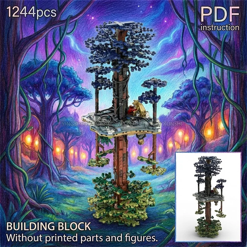 Block Model for 244085 moc Sci-Fi Vegetation Stranger Jungle Tree Outpost with Blue Foliage