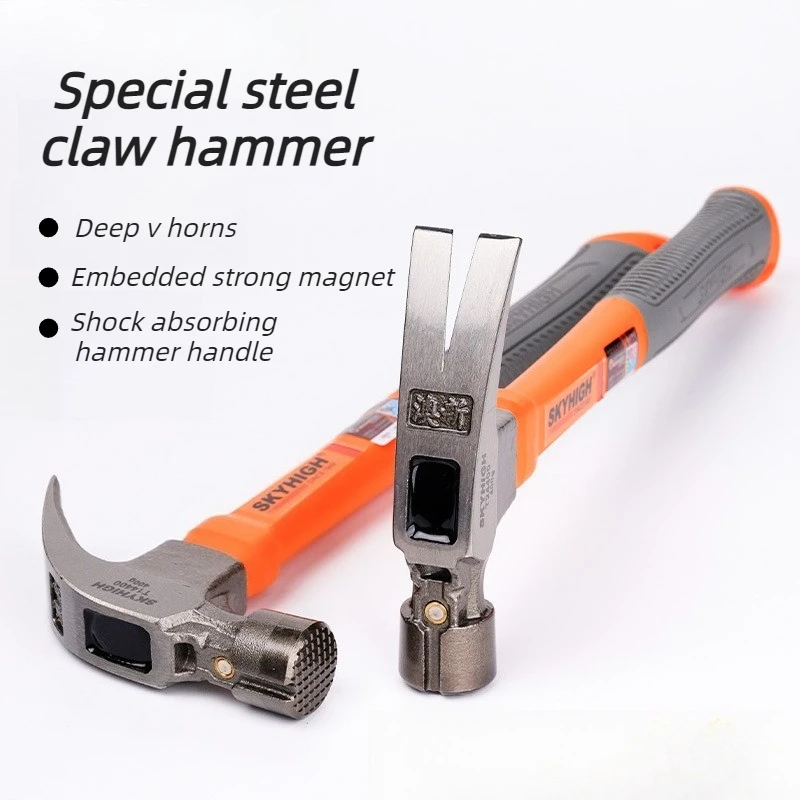 

Carbon Steel Claw Hammer Strong Magnetic Sheep Horn Hammer Anti Slip Woodworking Claw Hammers Professional Hand Tool Accessories