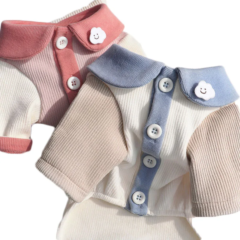 

Dog Clothes Pink Blue Cardigan Hoodies T-Shirt For Small Medium Dogs Chiwawa Yorkie Long Sleeve Costumes Puppy Sweatshirt Shirts