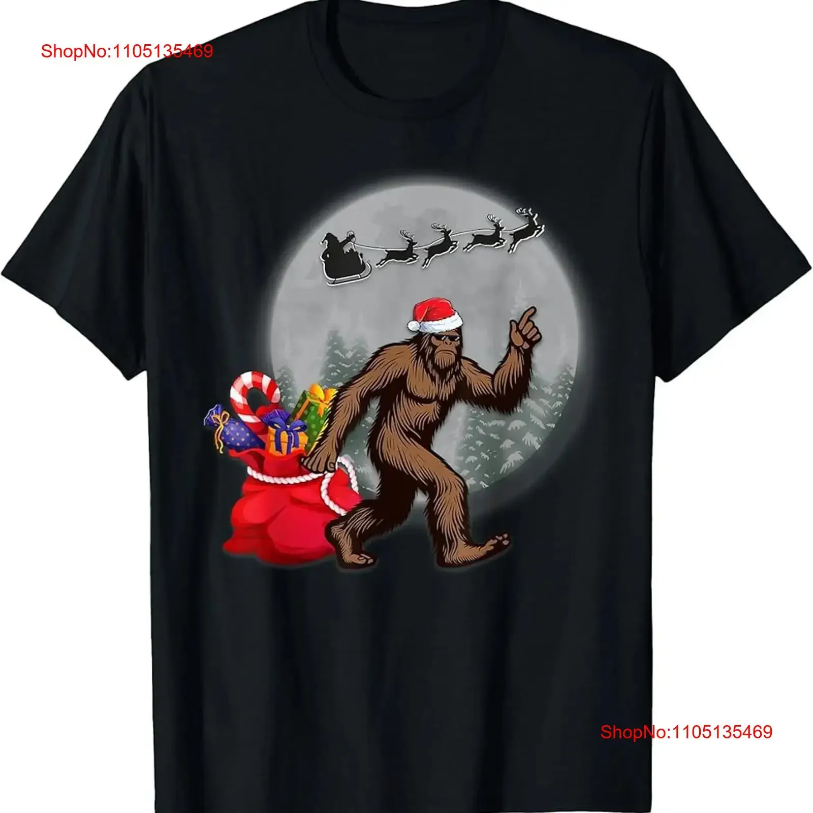 Funny Christmas Moon Sasquatch Bigfoot Santa's Big Helper T Shirt vintage Washed Versatile fashion designer clothes Slightly