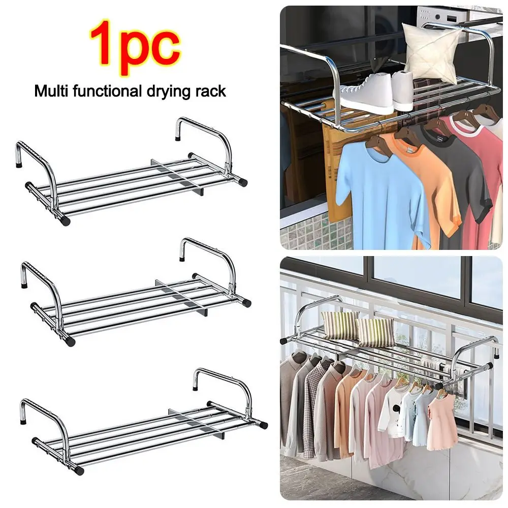 Scalable Clothes Drying Rack Adjustable Floor-Standing Balcony Hanging Rail 50-158cm Stainless Steel Clothes Organizer Racks