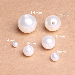 4-14mm ABS Imitation Pearl Ivory Pearl Beads with Hole Craft Bead Acrylic Loose Pearls for DIY Bracelet Sew Craft Jewelry Making