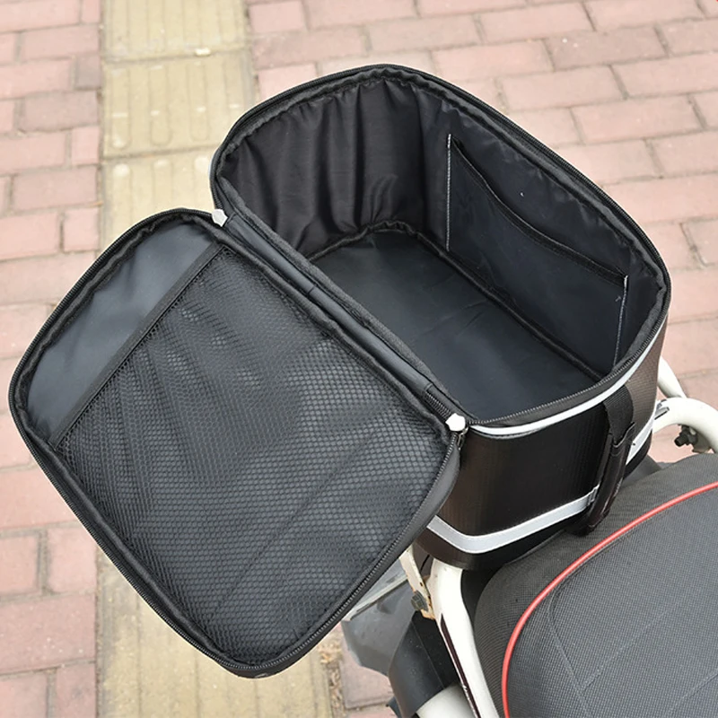 Large Capacity Bicycle Pannier Bag, Rear Rack Bag, Rear Seat Bag, Mountain Bike Tail Bag, Hard Shell with Reflective Strips