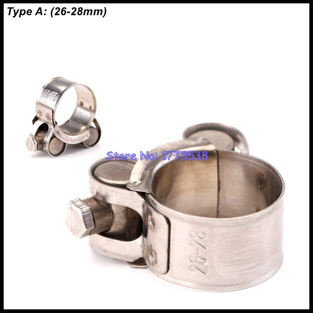 Stainless Steel Motorcycle Exhaust Clamp Clip 26-85mm Slip-on Exhaust Muffler Band Clamp Banjo Bracket Strap for Car Exhaust Tip