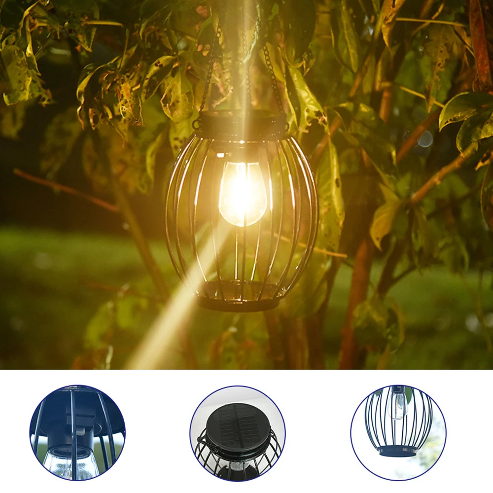 2pcs lampadina a Led solare impermeabile lampada calda applique da parete per esterno giardino luce notturna cortile ferro arte lanterna luce