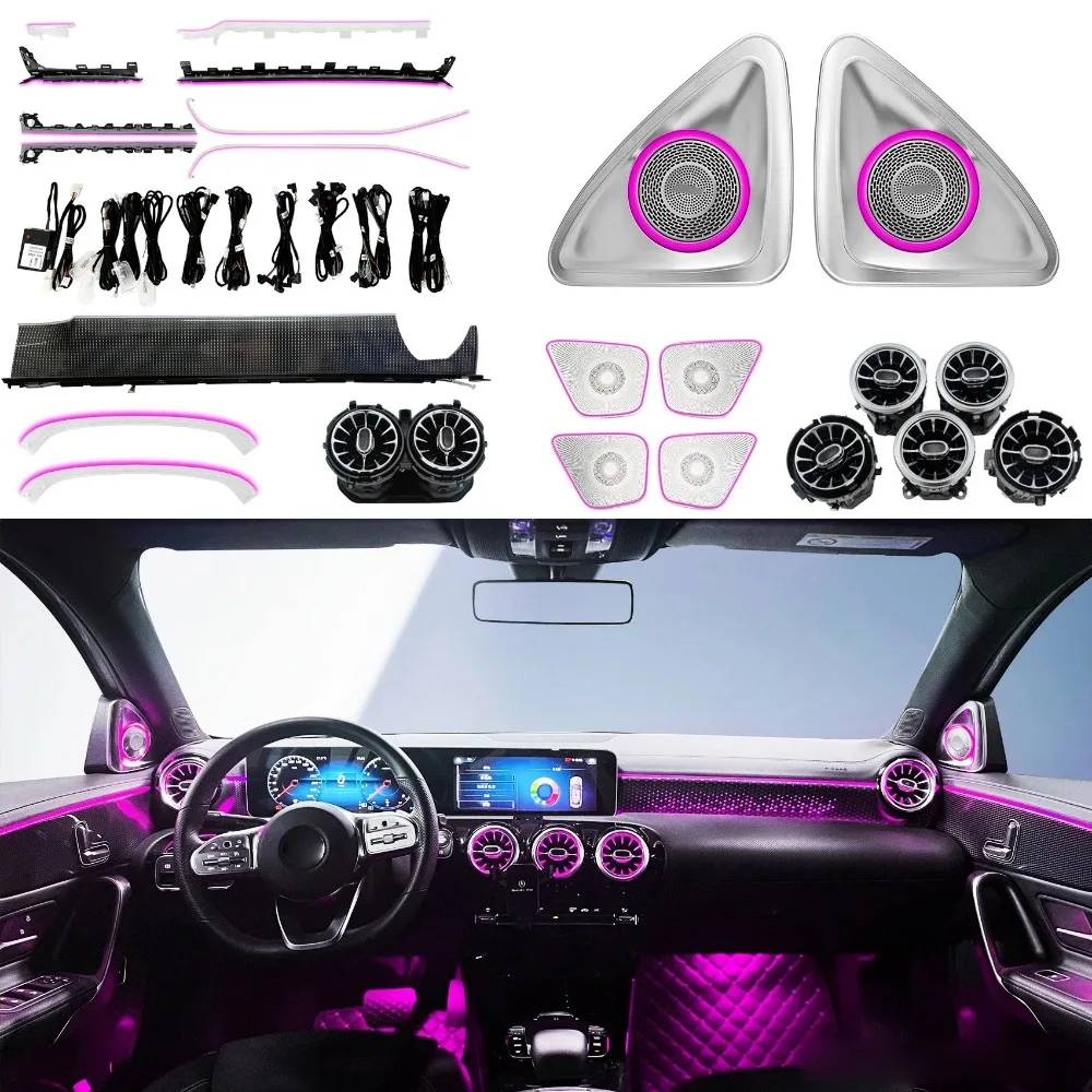 

64 Colors LED Ambient Light Air Vent for Mercedes Benz CLA W118 2020 2021 2022 Upgrade Rotating Tweeter Full Set Kit