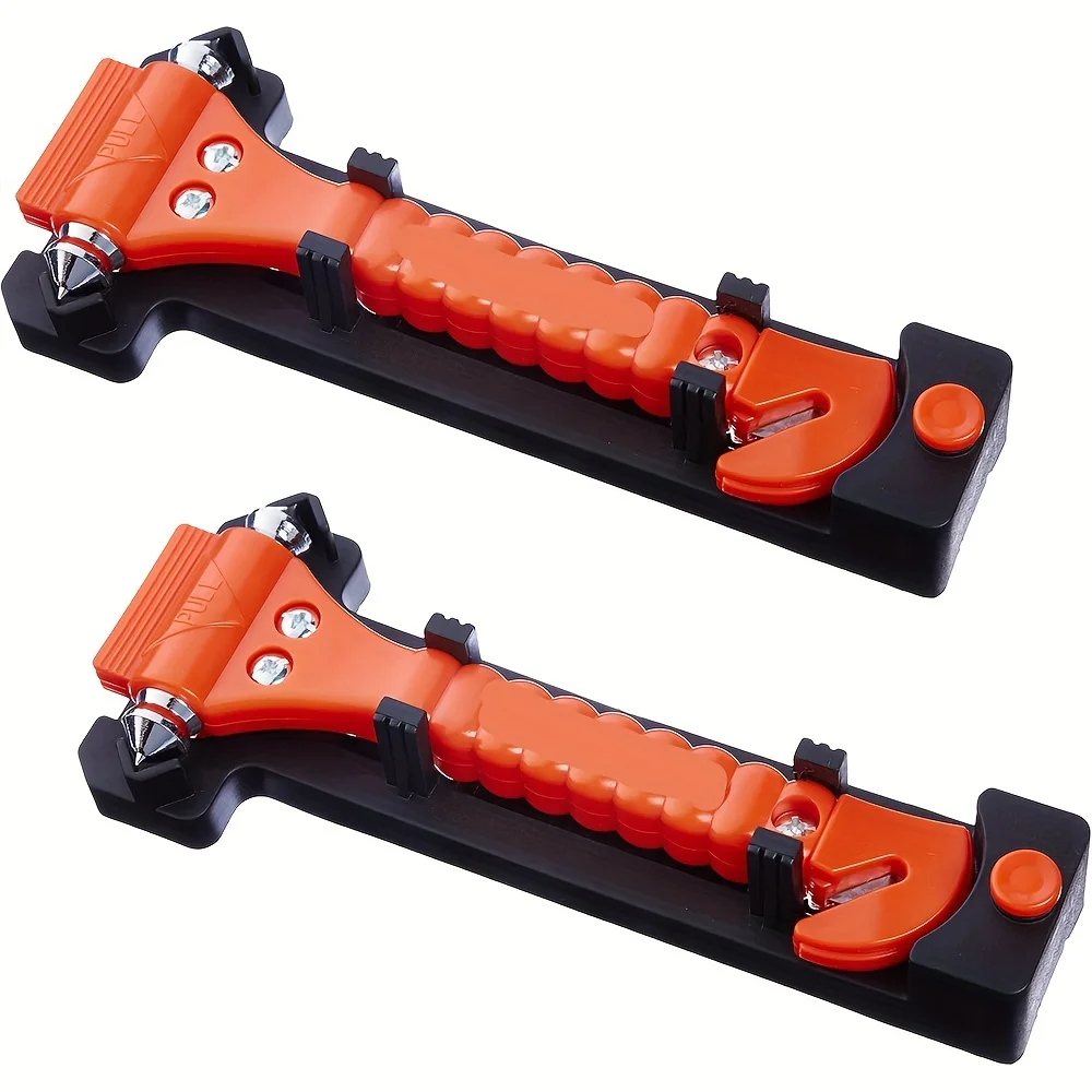 2 In 1 Car Emergency Safety Hammer Window Breaker Glass Punch Seat Belt Cutter Rescue Tool For Auto Vehicle Camping Driving