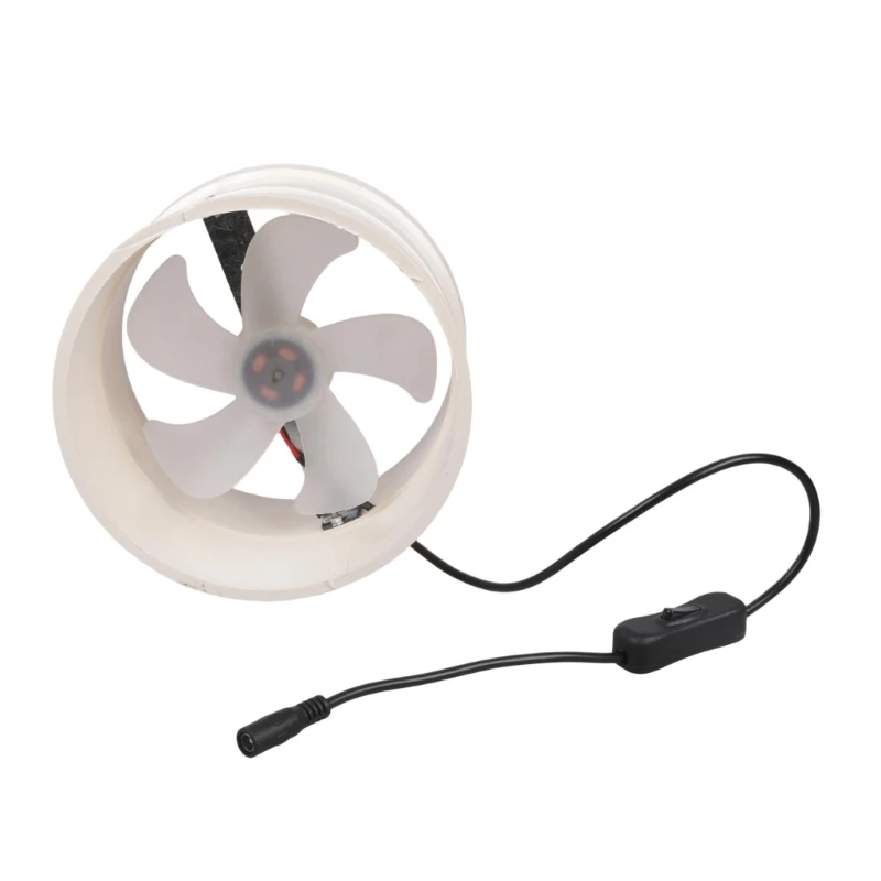 D84F 160mm Diameter PVC Duct Fan 12V 6W for Efficient Ventilation in Kitchens Bathrooms