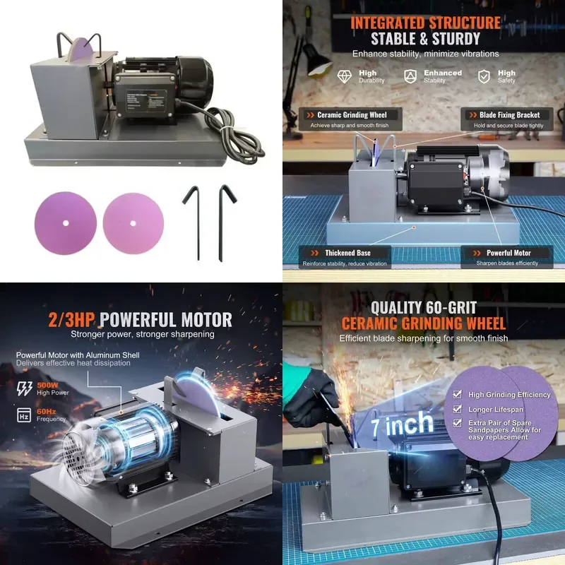 

Bench Mower Sharpening Machine Ceramic Grinding Wheel Gator Flat Blades Lawn Mower Blade Sharpener