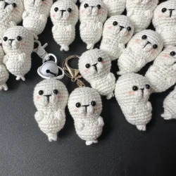 5cm Seal Pups Crochet Keychain Creative Knitting Pendant Car Keys Keyrings Accessories Handmaking Knit Doll Keychain Wholesale