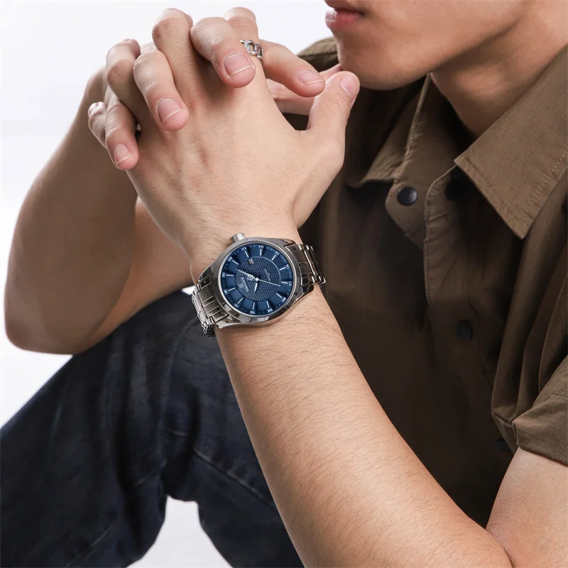 NAVIFORCE-Reloj de pulsera de cuarzo para Hombre, cronógrafo de lujo con correa de acero inoxidable, estilo informal, a la moda, nuevo diseño