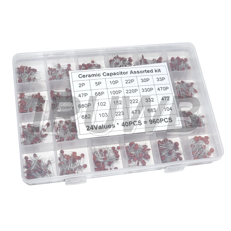 Kit condensatore ceramico Set 2pF-0.1uF Componenti elettronici Kit assortito di condensatori IC per fai da te