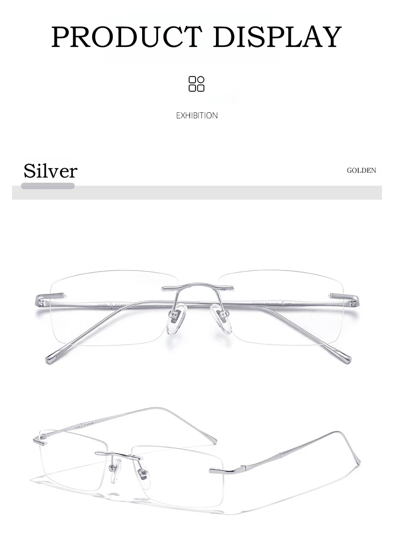 YIMARUILI Mode-Business Ultra-licht Reinem Titan Brillen Frauen Retro Quadrat Optische Verordnung Randlose Brille Rahmen Männer – Detail 8