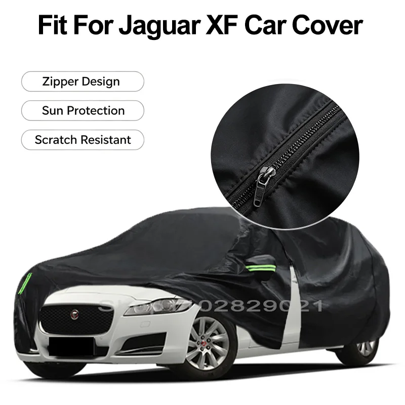 Zipper Door Waterproof Car Cover For Jaguar XF Windproof Dustproof UV Protection All Weather Auto Protector