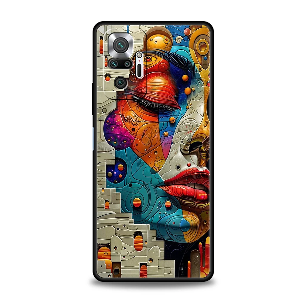 Custodia per telefono con faccia creativa per Redmi 14C 10C Nota 14 13 12 10 11 Pro Plus 7 8T K40 K50 Gaming Pro Plus 5G Soft Shell Capas