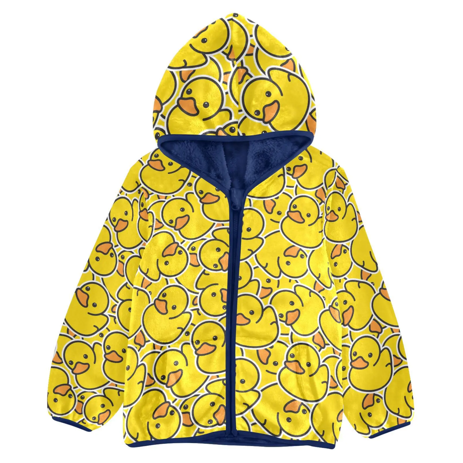 Mantel bertudung untuk anak, mantel musim dingin anak laki-laki dan perempuan 2023, jaket motif bebek lucu, pakaian luar hangat anak usia 3-10t