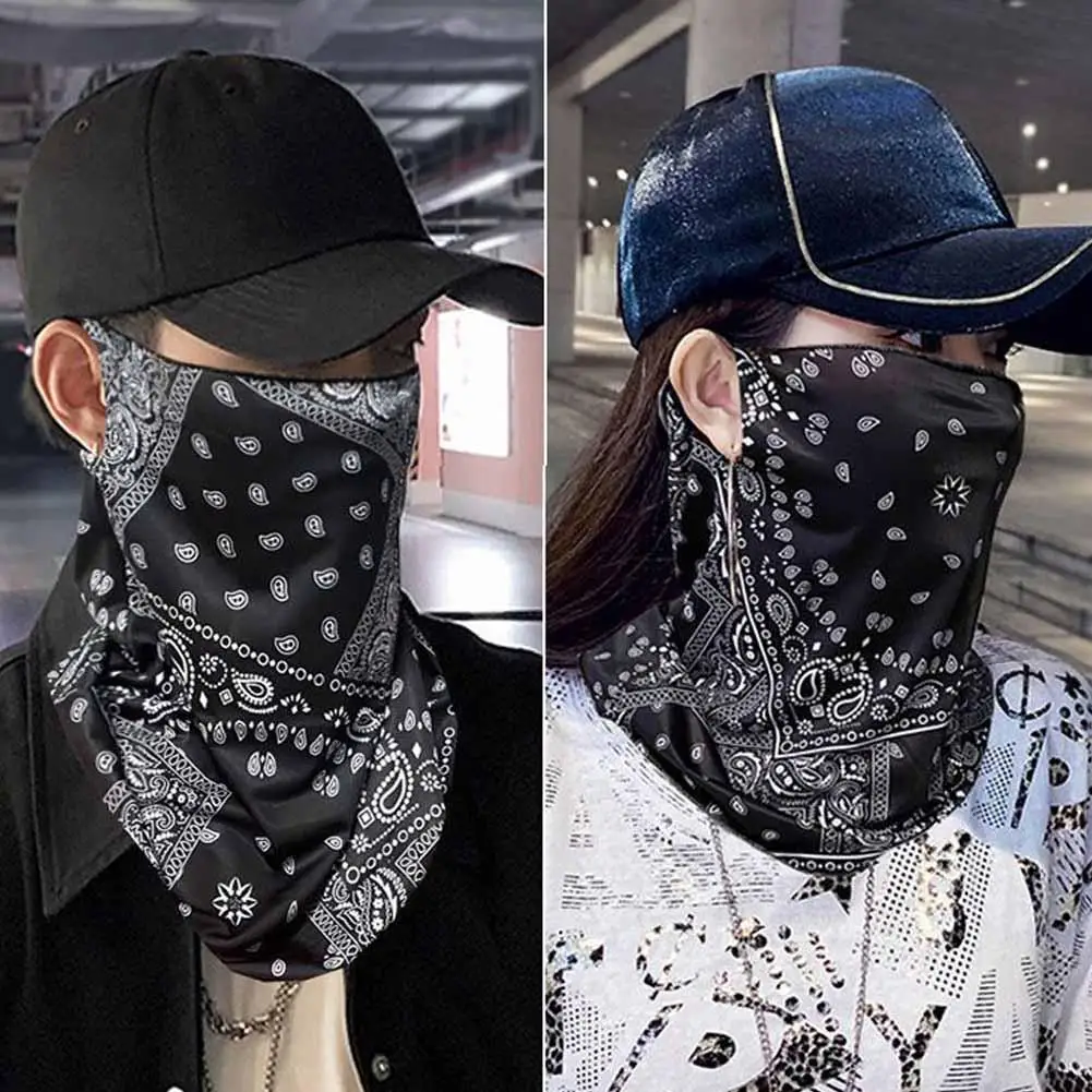 Masker paparan matahari Pria Wanita, gaya Punk leher wajah UV perlindungan telinga syal Hip Hop olahraga luar ruangan bersepeda Bandana syal musim panas