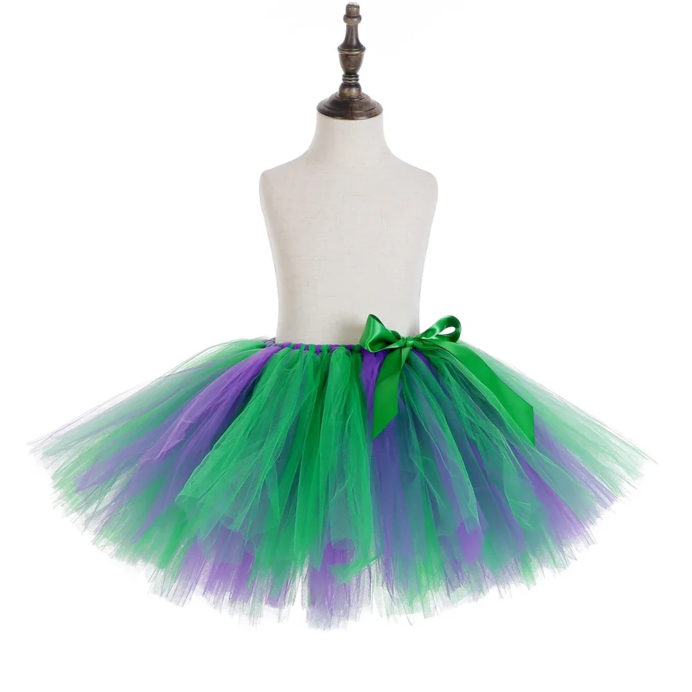 Girls Little Mermaid Tutu Skirt Green Purple Kids Fluffy Tulle Skirt Children Toddler Baby Girl 1st Birthday Tutu Costume Outfit