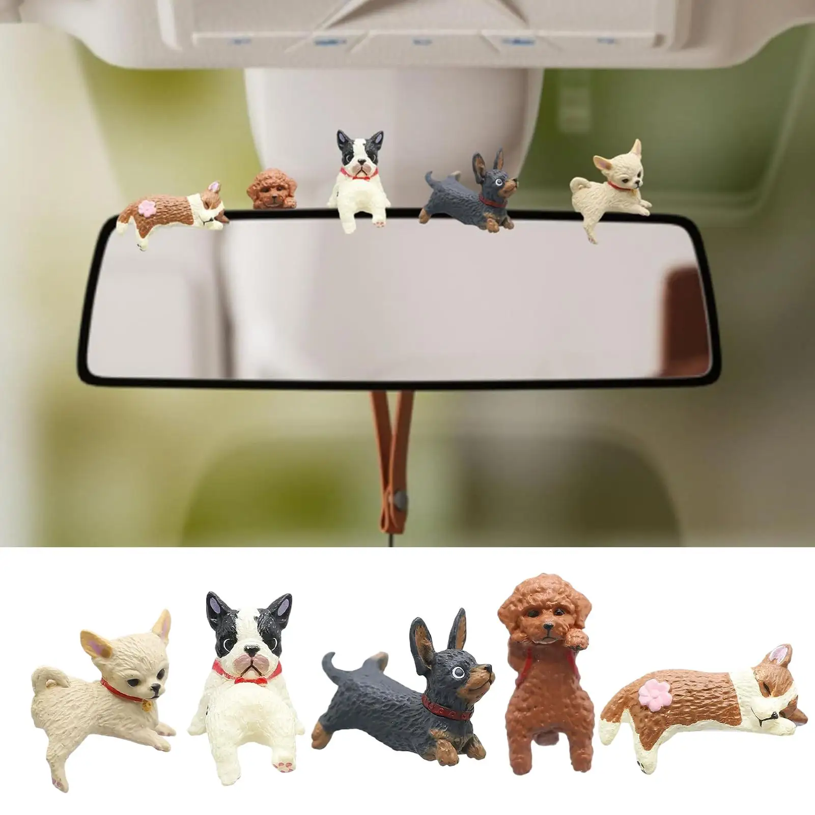 Figura Decorativa para Monitor de Computadora, 5 Piezas, Decoración para el Tablero, Figura para Pantalla Central, para Amantes de los Perros, Coleccionistas, Gamers, Conductores, Hogar y Oficina
