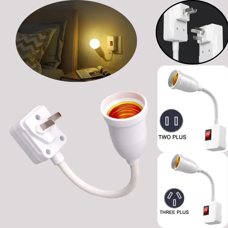 

Direct Plug-in Rotary Lamp Base Stainless Steel Flexible Bend Mobile Light Socket 2/3 Socket Holes Lamp Bulb Extension Holder