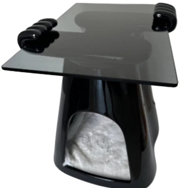 

Tempered glass sofa corner, several cats share the edge of the cat nest, modern simple mini coffee table cat nest bedside table
