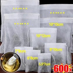 50/600 Uds. Bolsas de té desechables, bolsitas de té de sellado no tejidas, papel de filtro con cordón, utensilios para té de cocina, café, té suelto, bolsa de especias