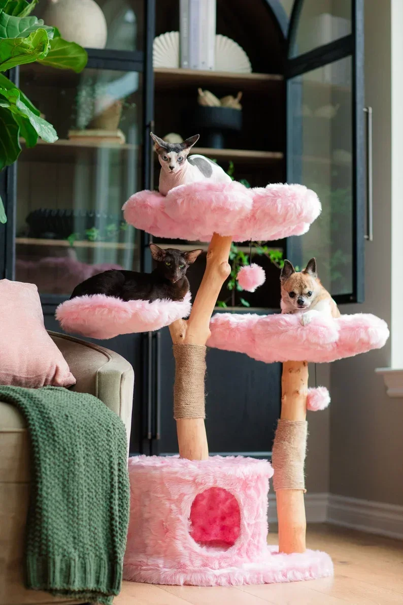 XIANGLONG Multi Level Cat Climbing Tree With Premium Plush Six Flower Bed Sisal Scratching Post Tower Home Decor Furniture