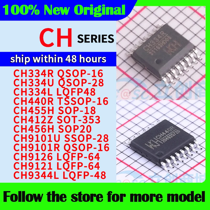 

CH334R CH334U CH334L CH440R CH455H CH412Z CH456H CH9101U CH9101R CH9126 CH9121 CH9344L In stock 48 hours ship